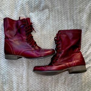 Burgundy Steve Madden ‘’Troopa’ Combat Boots